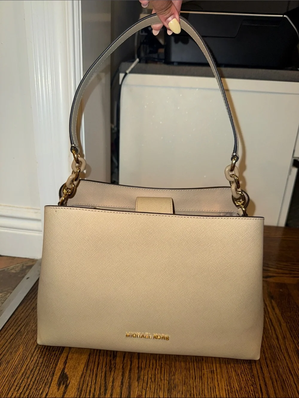 Michael Kors Taupe Shoulder Bag with Gold Hardware